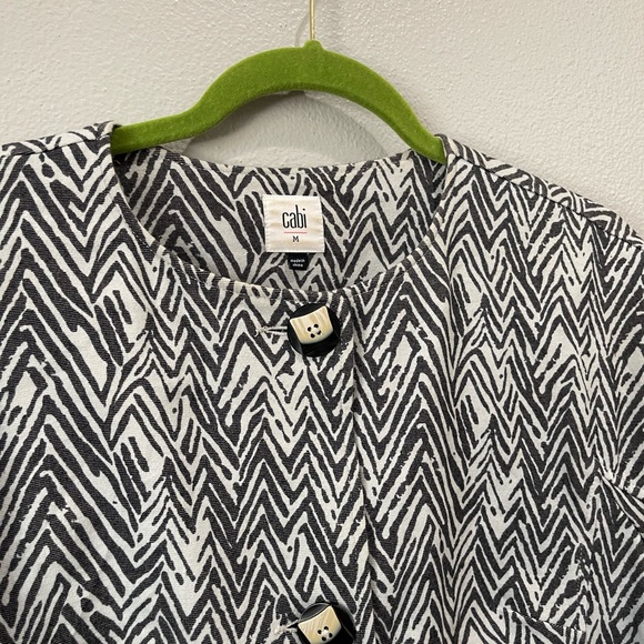 Cabi # 3034 Ponte Knit Zig Zag Print Jacket, Women’s Medium Blue Grey - Picture 5 of 9